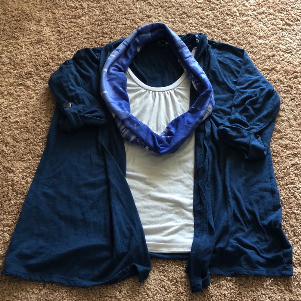 Notations Faux Shirt & Sweater w/ Matching Scarf